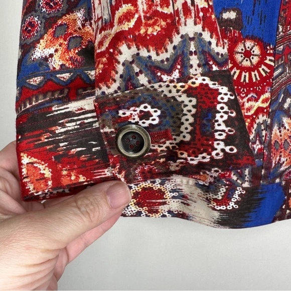 Chicos Abstract Mixed Print Stretch Cotton Jacket 1 US M - Picture 4 of 5